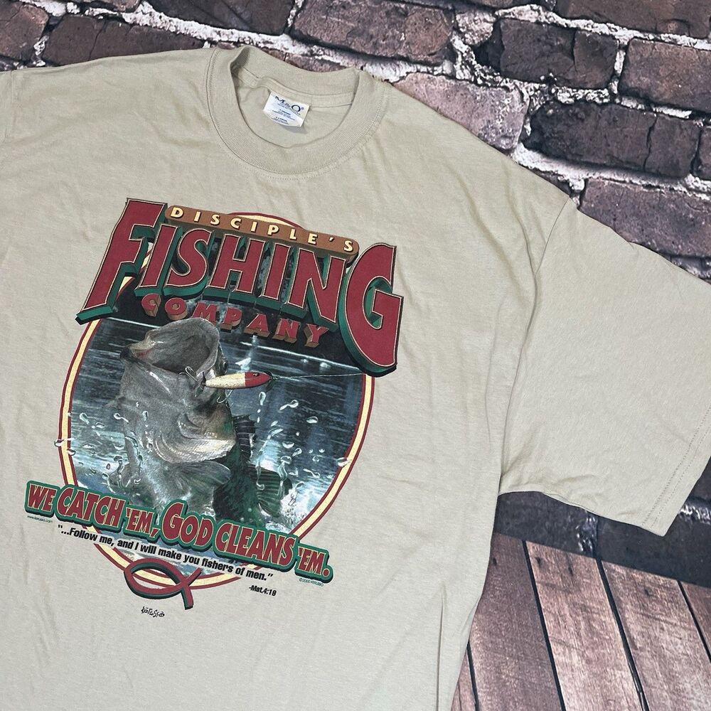 Vintage 2000 Disciple’s Fishing God Jesus Fish Nature Graphic T-shirt Mens XL - Picture 3 of 12